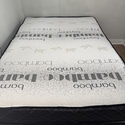 Full size mattress with boxspring and iron bed frame