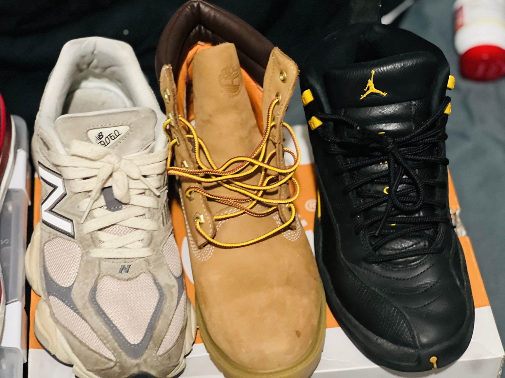 New Balances, Timberland Boots, Jordan 12