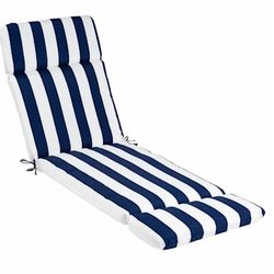 Patio Cushions NEW.   4 Lounge Cushion..Navy Awning Striped Universal Outdoor Chaise Lounge Cushion

