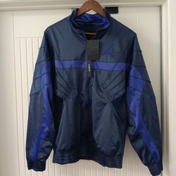 AJ5 Nike Air Jordan 5 Satin Full Zip Jacket Small Blackened Blue AR3130-416 Loose Fit