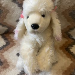 Animal Alley Toys R Us White Poodle Pink Bow Stuffed Animal Soft Toy 12