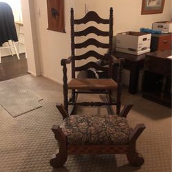 Wood Rocking Chair With Footstool