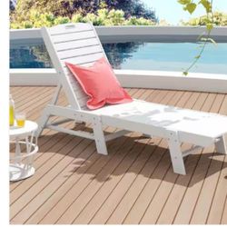 SKU#:OP2003-WH  LAGUNA POLY RECLINING  CHAISE LOUNGE, WHITE