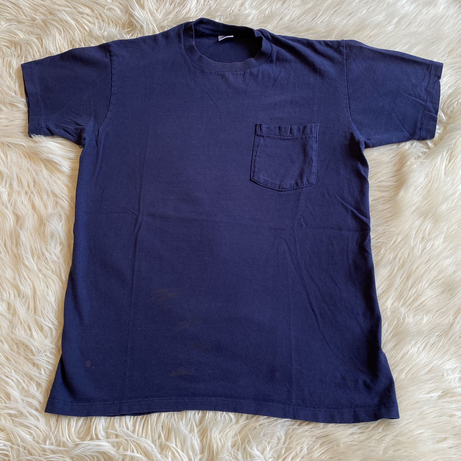 Vintage Towncraft Polo T-Shirt JCPenney Selvedge Pocket Single Stitch Blue M