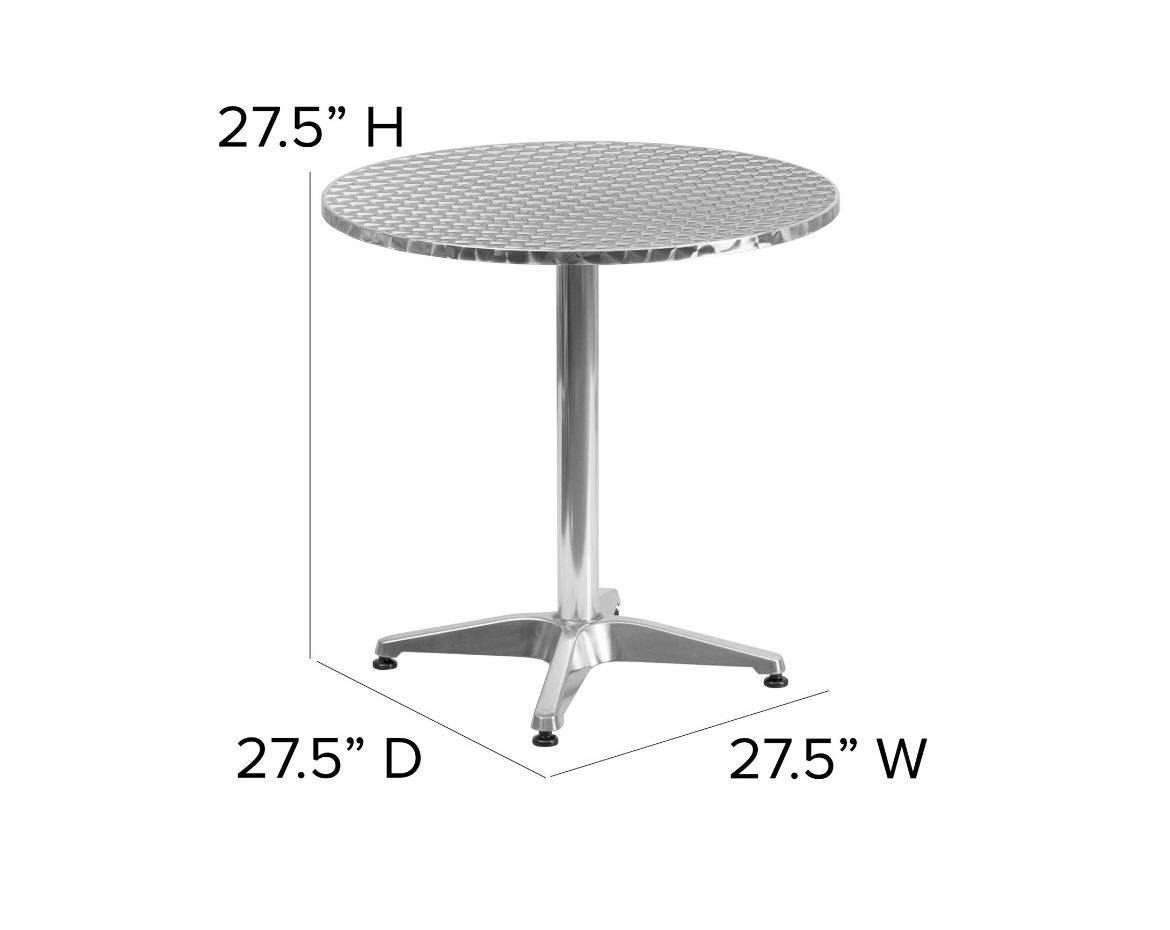 27.5” x 27.5” x 27.5” - Round Aluminum Indoor/Outdoor Table with Base