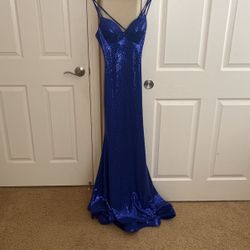 Long Blue Mermaid Tail Prom Dress