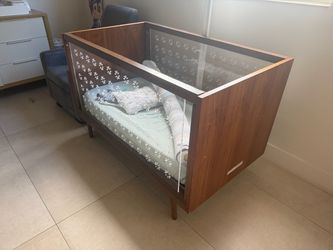 Baby Crib with Acrylic Panels and Wood Frame