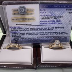 14k  Diamond Wedding Band Set