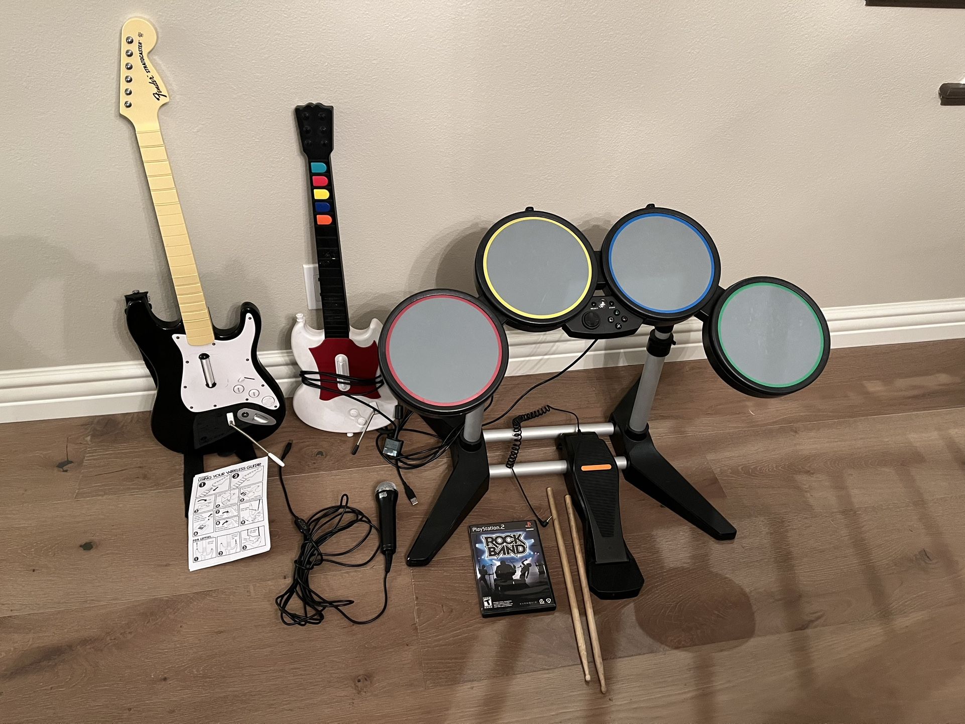 PS2 Rock Band Bundle With Extra Guitar