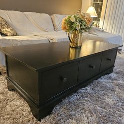 MARVELOUS Modern Black Pottery Barn Coffee Table 3 Drawers 
