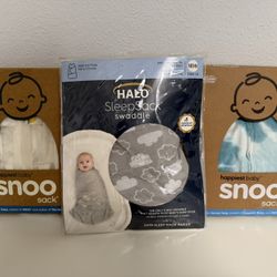 (2) SNOO sack medium 2-4 months + HALO Sleep sack Swaddle 0-3 months 