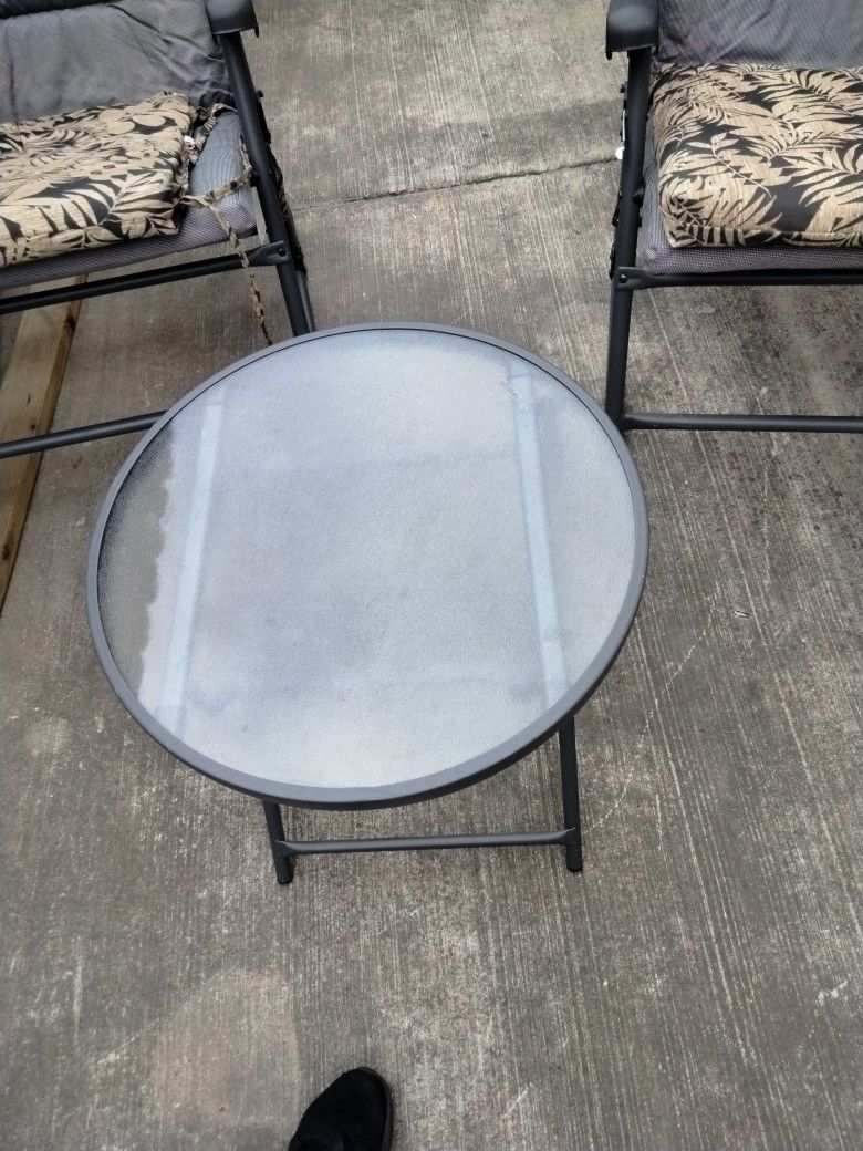 Patio Furniture From Academy Fairly New In A Gray Color 2 Chairs And A