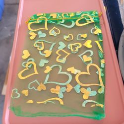 New Green And Gold Hearts 5x7 Bags 100 Party 