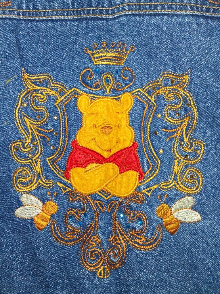 Vintage-Inspired Winnie the Pooh Sherpa-Lined Denim Jacket
