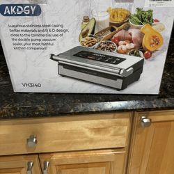 new stainless steel food vacuum sealer by AKDGY. double heat seal for dry, moist, liquid. easy lock handle. various modes  