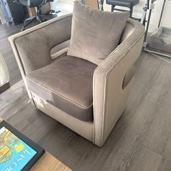 Gray Velvet Swivel Accent Chair
