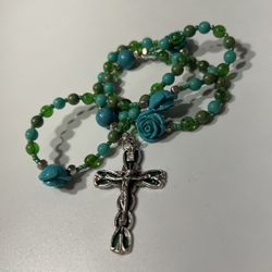 Green and Tiffany Blue Handmade Rosary