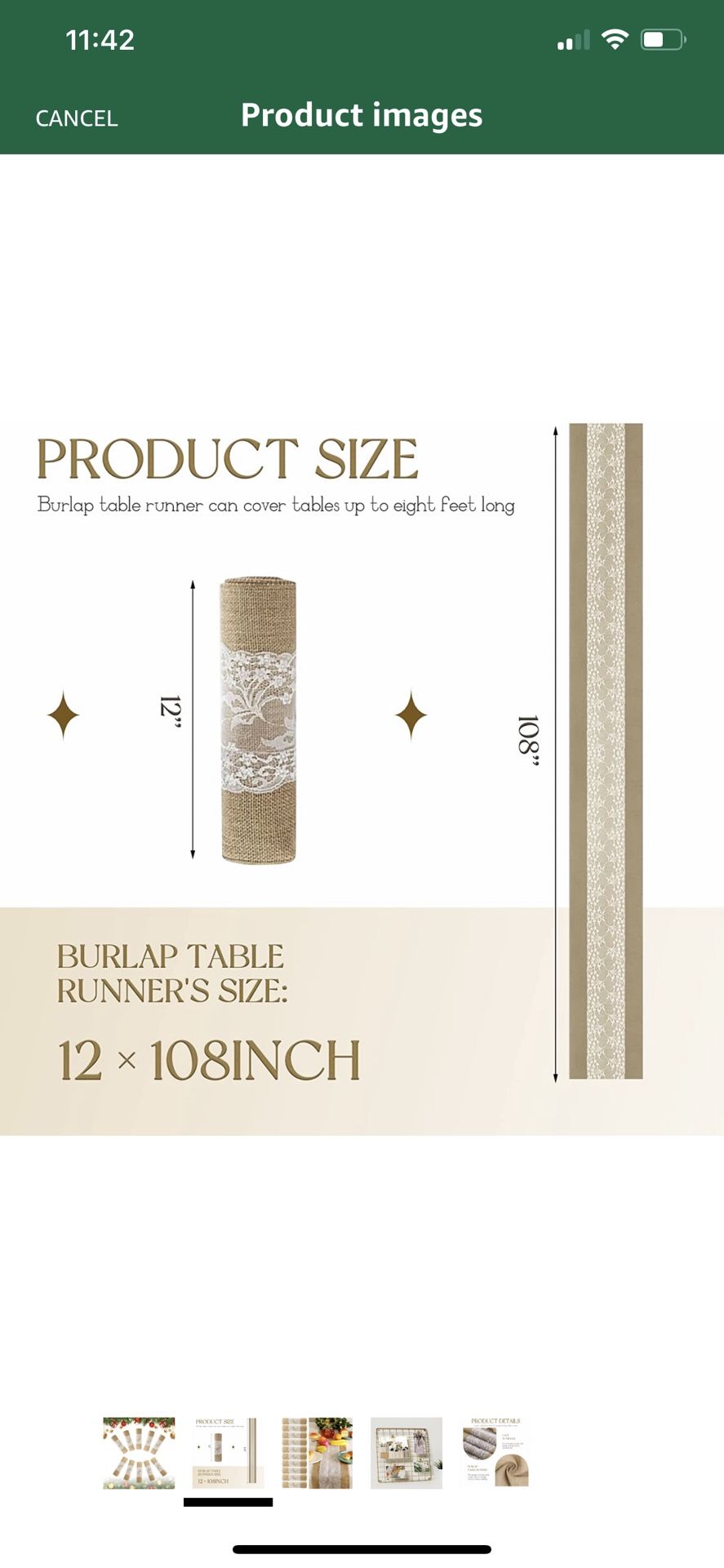 10 Packs boyspringg Burlap Table Runner- Burlap Lace Table Runner 12x108 inches