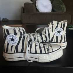 High-Top Zebra/Black Platform Converse