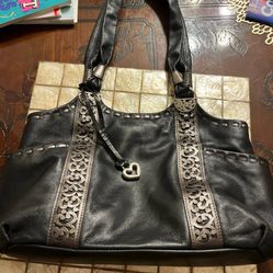 Brighton Callie Black Pewter Pocket Tote Shoulder Bag