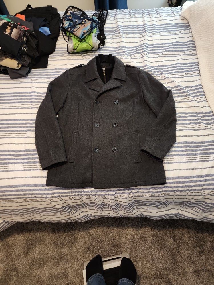 Kenneth Cole Reaction Grey Peacoat Large