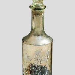 Vintage Mid Century Decanter -Cherry Blossom Tree-Sacura Hand painted With Glass Stopper 