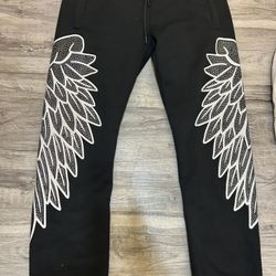 Black Sweat Pants With rhinestones 