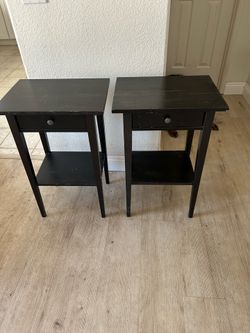 Two end tables approx. 28”H x 18” L and 14” W