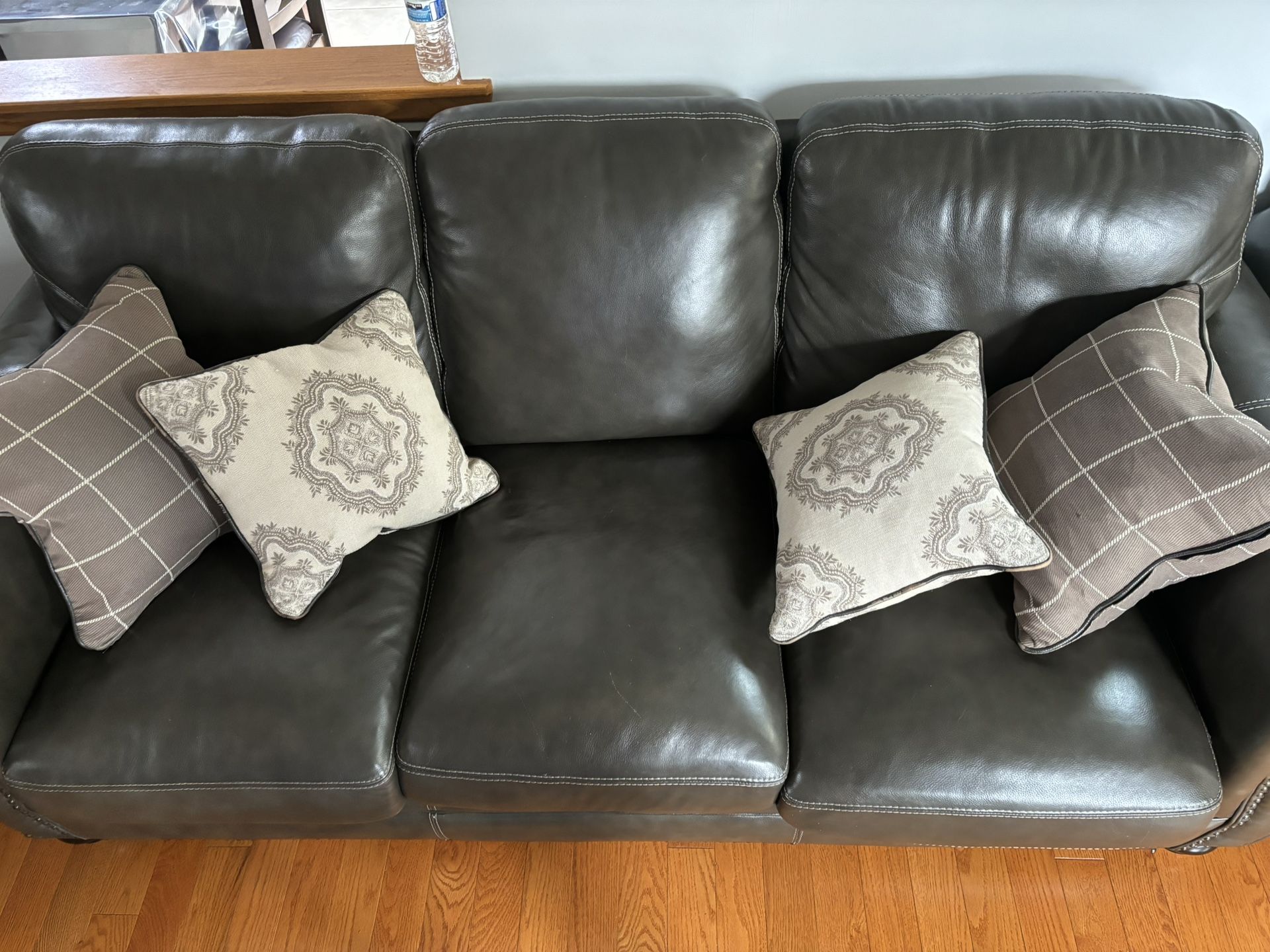 Grey Leather Living Room Couches