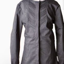 Horseware Ladies Long Sleeve Competition Shirt - Denim Pinstripe -Medium/40