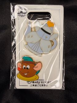 Disney Shanghai Resort Cinderella Gus and Teapot Pin Set