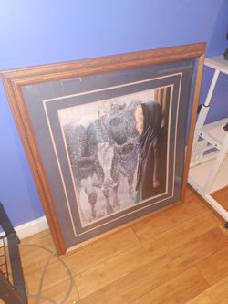 29x33  wall art.. oak and glass frame