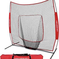 PowerNet Baseball Softball Practice Net for Hitting and Throwing with 7x7 Bow Frame