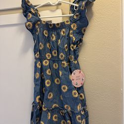 Little Girls Sunflower Jean Dress Size 6