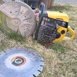 14in Waker Concrete Saw. Works Great. Comes With Two Good Diamond Discs.