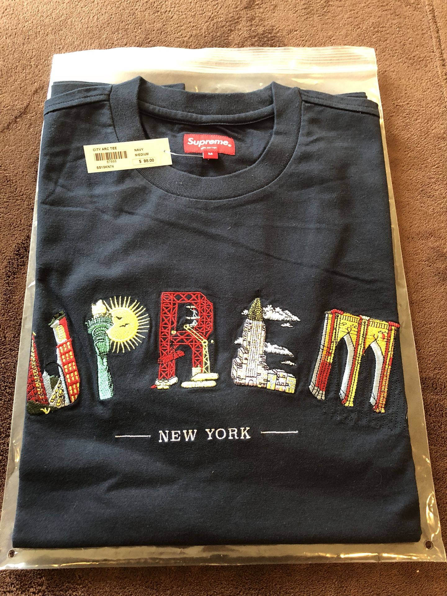 送料込 M Supreme City Arc Tee ネイビー