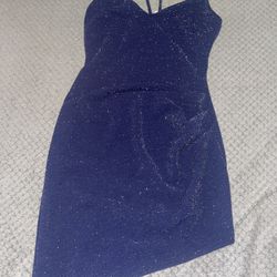 Blue Glittery Dress Medium NEW