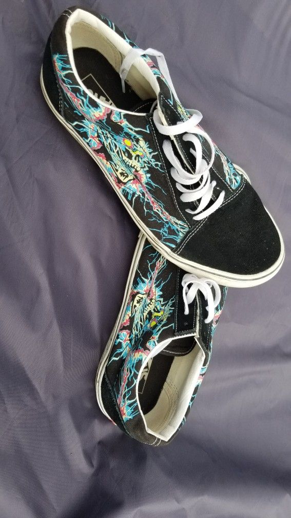 Vans Old Skool Zap Glow In The Dark Black White Shoes Size 11 Men & 13 Womens
