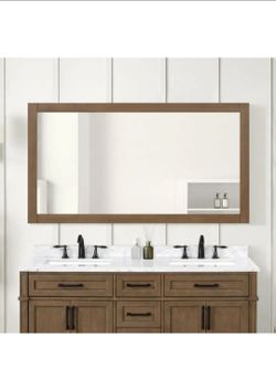 Home Decorators Collection Caville 60 in. W x 32 in. H Rectangular Framed Wall Mount Bathroom Vanity Mirror in Almond Latte