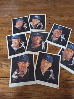 Vintage 1960's Dodgers legends portraits by Nicolas volpe 8"1/2×11" $15ea.