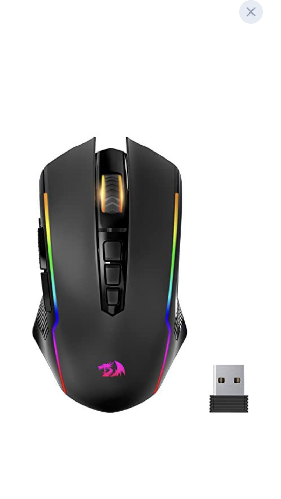 Redragon Gaming Mouse, Wireless Mouse Gaming with 8000 DPI, PC Gaming Mice with Fire Button, RGB Backlit Programmable Ergon