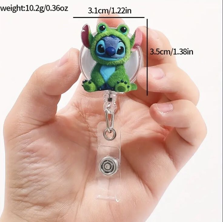[Disney Stitch Badge Holder] Disney Stitch Stretchable Badge Scroll with Clear Window | Durable Acrylic ID Holder for Medical Professionals - Perfect 