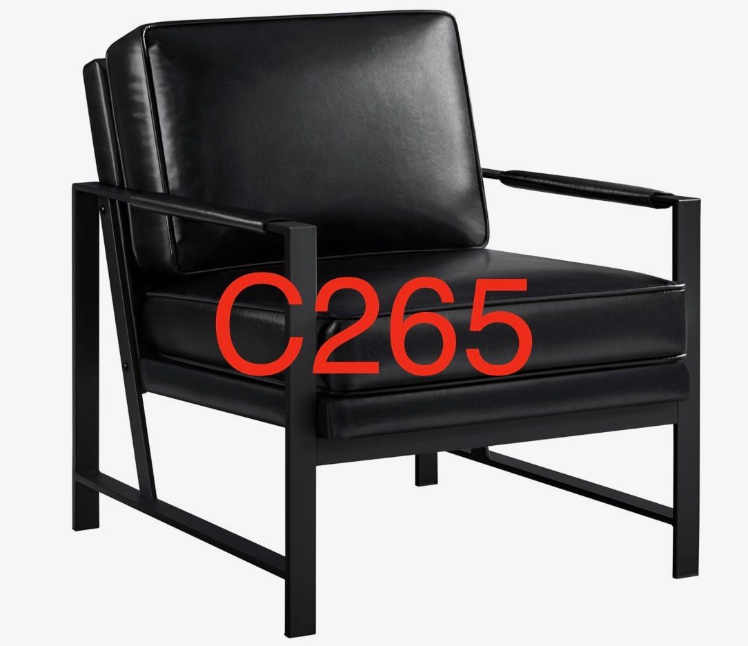 C265. PU Leather Armchair, Retro Leisure Accent Chair