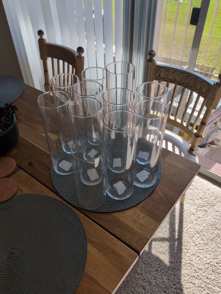 11 Glass Cylinder Vases