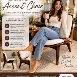 ✨ Elegant Mid-Century Accent Chair ✨  Upgrade your home with this stunning modern accent chair that combines comfort, style, and craftsmanship.  ✅ Pre