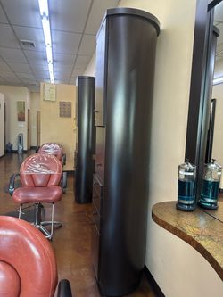 Salon Styling Station with Curved Cabinet
