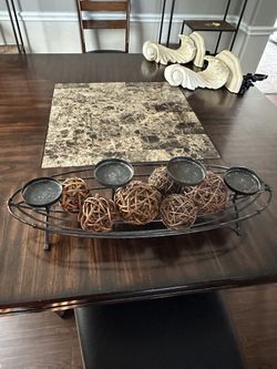 Metal Table Top Candelabra with Straw Balls