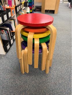 Classroom wood stools Rainbow
