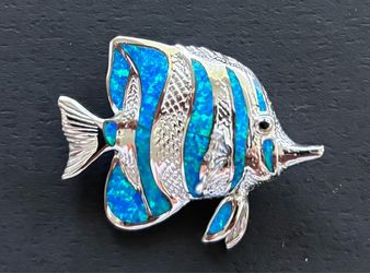 Kovel Silver Blue Opal Fish Pandant
