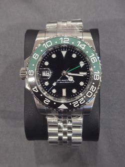 Mens Luxury Stainless Steel Watch Black Dial